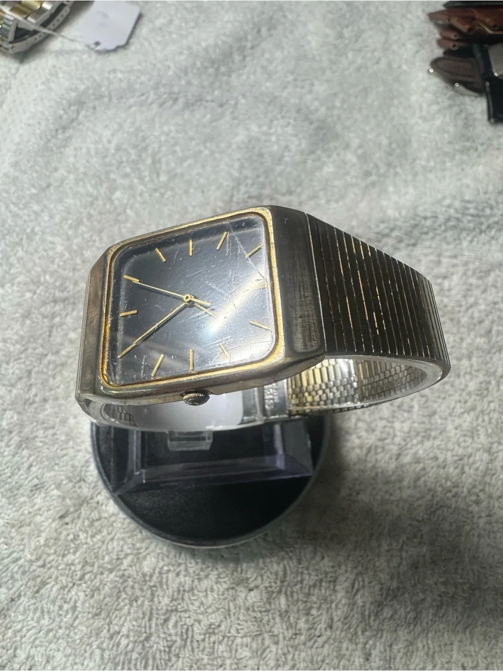 Seiko Gold-Accent Black Dial Stainless Steel Watch
